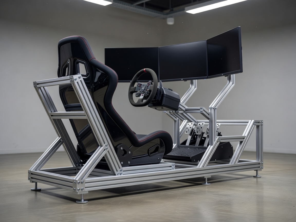Aluminum profile racing simulator chassis setup
