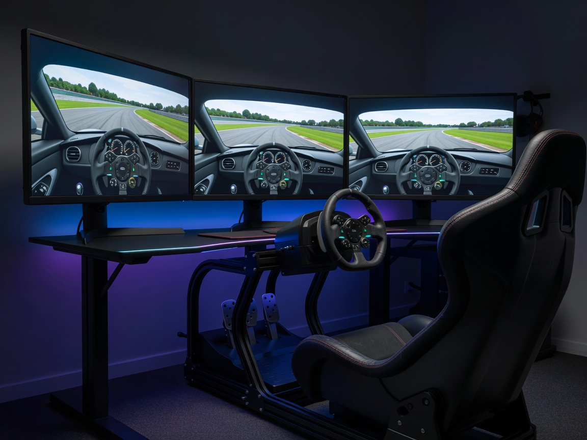 Triple monitor setup for sim racing